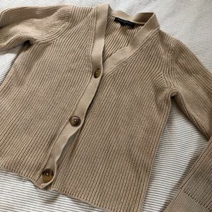 Banana Republic Tan Cotton Cropped Cardigan XS